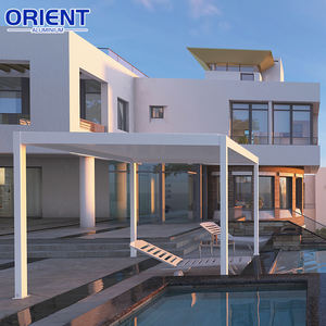 Pergola en aluminium avec pare-vent, pergola entièrement en aluminium avec toit réglable imperméable, <span class=keywords><strong>abri</strong></span> solaire extérieur pour patio - Product Image 5