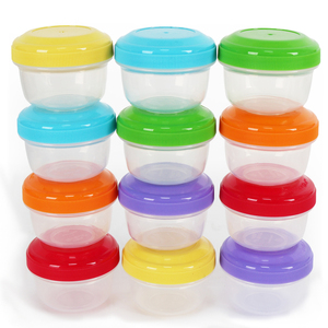 AMZ BS Leakproof Baby Food Container Plastic Jars 12 PCS Set 4 oz with Lids, Lock in Freshness, glass baby food storage