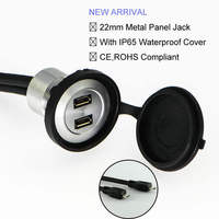 Conector Micro USB 2.0 Hembra/Macho de 22mm con Contactos de Latón de 2 Capas para Montaje en Panel de Aluminio, Cable de 60cm, Conector de Panel Micro USB de 2 Niveles