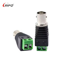 Conector Hembra BNC de Fábrica RIPO, Bloques de Terminales con Tornillos, Plástico y Cobre Negro para RG58/RG6, Hecho en China, Shenzhen