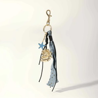 EDGE Porte-clés en jean personnalisé style océan avec étoile et coquillage, accessoire mignon en forme de cœur, breloque de sac tendance pour femme