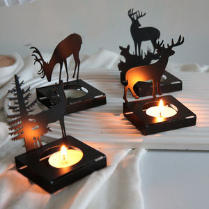 桌面装饰用品家居装饰鹿形餐桌摆件装饰奉献茶灯烛台金属烛台 - Product Image 2