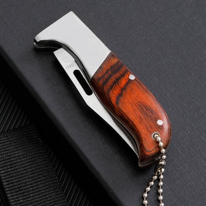 Tùy chỉnh EDC có thể gập lại Dao đồng + đen 68mm lưỡi thép không gỉ tay cầm bằng gỗ cắm trại biểu tượng laser push button phong cách OEM - Product Image 4