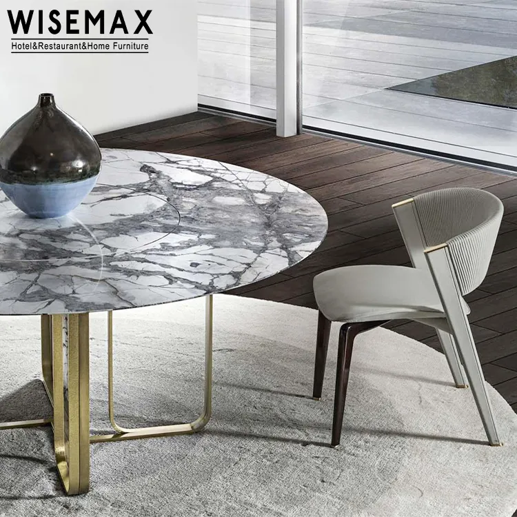 Wisemax Meubels Designer Luxe Lederen Gebogen Back Crème Kleur Eetkamerstoel Cadeiras Restaurant Home Dining Silla Comedor