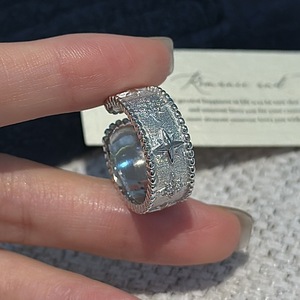 Anillo de Plata de Ley S925 con Diseño de Estrella de Seis Puntas, Simple, Moderno, Vintage, Geométrico, Informal, Abierto, con Nicho - Product Image 1