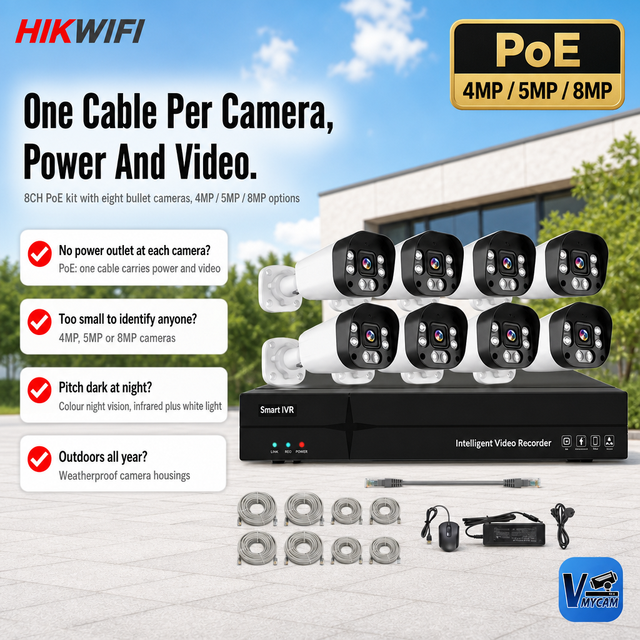Hikwifi 8-Channel 4K AI Face Recognition NVR Kit HDD People Counting Temperature Motion Detection 8MP PoE 5MP Security Camera