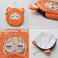 Porte-monnaie en peluche personnalisé, pochette zippée personnalisée, porte-clés portefeuille personnage anime, sac cadeau OEM