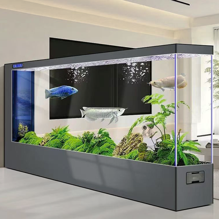 Gray Rectangular Aquarium Fish Tank - Durable & Customizable