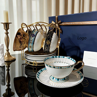 Ensemble de tasses et soucoupes à café de style luxueux, 18 pièces, en céramique, coffret cadeau, tasses à thé exquises pour le thé de l'après-midi, cadeau de mariage