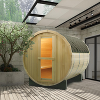 Pabrik Sauna Kustom drum luar ruangan sauna uap kering dengan WIFI dan audio, kompor listrik opsional kompor kayu