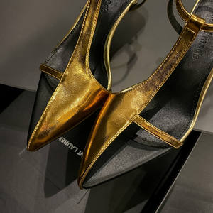 صنادل خنجر بمقدمة مدببة للبيع بالجملة من جلد الغنم الأصلي مثير في الهواء الطلق زر الانزلاق على الإغلاق موضة الصيف الاتجاه - Product Image 2