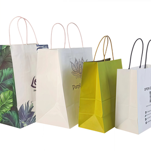 Wholesale Custom Printed White Brown <strong>Shopping</strong> Kraft Paper Bag With Handle Restaurant Carry Away Bag Fast Food Bread Takeout <strong>Nag</strong> - Product Image 1