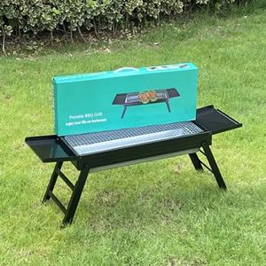HX <b>Grill</b> XL6903 Outdoor Camping <b>Grill</b> with Foldable Sides Multifunctional Barbecue Rack Pull-Out Charcoal <b>Portable</b> - Product Image 2