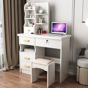 Coiffeuse Moderne, Simple et de Luxe <span class=keywords><strong>pour</strong></span> Petites Chambres de Filles, avec <span class=keywords><strong>Meuble</strong></span> de Rangement Intégré et Miroir Caché, en Bois - Product Image 3