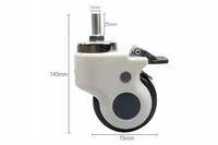 Roulettes pivotantes robustes avec frein en TPR et nylon, capacité de 70 kg, 3 pouces, faible bruit, pour tables médicales et bureaux