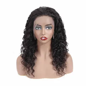 150% density Virgin natural human hair lace front wig deep wave