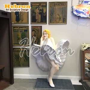 Estatua de Fibra de Vidrio Personalizada, Ecológica, de Tamaño Real de Marilyn <span class=keywords><strong>Monroe</strong></span>, Arte Popular de Resina, Actriz de Cine - Product Image 4