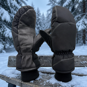 Mitaines thermiques d'hiver noires – Gants imperméables et isolés pour le ski et la neige pour hommes et femmes - Product Image 3