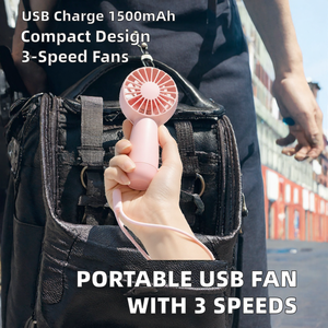 Ventilateur portable électrique de poche <span class=keywords><strong>PLUZZ</strong></span> D105B à trois vitesses, rechargeable par USB, 1500 mAh, en plastique, pour usage domestique et extérieur - Product Image 2