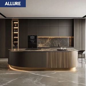 Fabricants Allure Armoire sur mesure Gabinetes De Cocina Completa Curve Island Armoire de cuisine <span class=keywords><strong>en</strong></span> acier inoxydable pour villa - Product Image 3