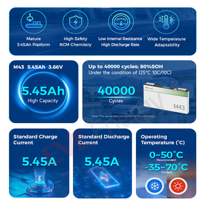 แบตเตอรี่ลิเธียมโพลิเมอร์ EVE M43 5.45Ah 3.66V NCM แบบแท่งปริซึมสำหรับแบตเตอรี่รถยนต์ไฟฟ้า - Product Image 3