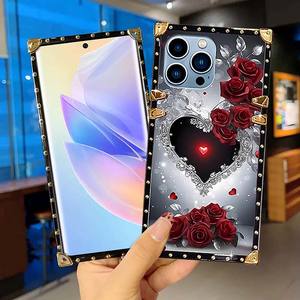 Argento amore cuore stampa galvanica quadrato TPU custodia per telefono cellulare per <span class=keywords><strong>Samsung</strong></span> <span class=keywords><strong>S20</strong></span> S21 S22 S23 S24 Ultra Plus S23FE - Product Image 1