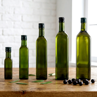Bouteille d'huile d'olive carrée en verre de qualité alimentaire, anti-fuite, rectangulaire, verte, haut de gamme pour la cuisine