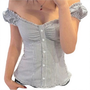 Nueva Colección de Otoño, Camisa Informal Transpirable con Cuello en V y Mangas Abullonadas para Mujer - Product Image 2