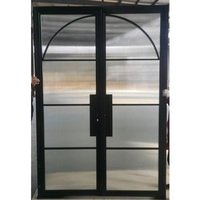 Buen precio puerta de cristal de hierro puertas de doble entrada arqueadas