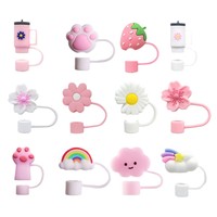 Embouts de paille en silicone écologiques anti-poussière de 10 mm, dessin animé 3D personnalisé, couleurs personnalisées, couvercles, bouchons pour gobelet isotherme (20 oz/30 oz/40 oz)