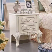 Ensemble de meubles de chambre à coucher européens antiques de luxe, cadre blanc ivoire sculpté, lit en cuir royal pour hôtel, chambre de cour