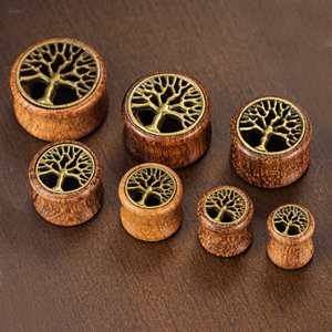Expansores de Oreja Unisex Retro con Diseño de Árbol de la Vida, Túneles de Madera para Oreja, Tapones para Oreja, Joyería Corporal para Bodas, Regalo Moderno - Product Image 5