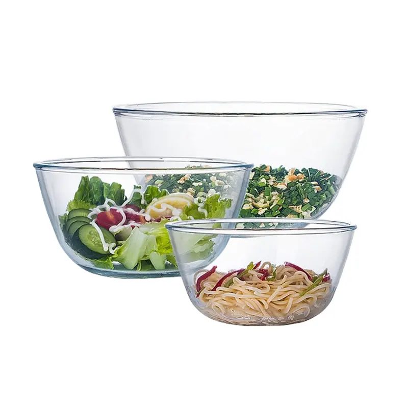 Bol à salade en verre pour micro-ondes à haute teneur en Borosilicate, ensemble de bols à mélanger pour la cuisine, la préparation, le service et le stockage