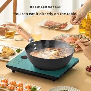 <span class=keywords><strong>Petit</strong></span> <span class=keywords><strong>wok</strong></span> <span class=keywords><strong>en</strong></span> <span class=keywords><strong>fonte</strong></span> non revêtu pour une personne, mini <span class=keywords><strong>wok</strong></span> à fond plat avec manche <span class=keywords><strong>en</strong></span> bois, compatible gaz et induction, cuisson durable - Product Image 2