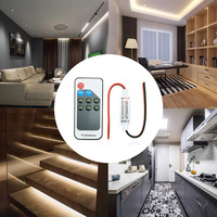 Mini DC5V-24V 9 touches RF sans fil couleur unique contrôleur gradateur à distance pour 3528 5050 LED bande lumineuse ajuster le contrôle de la luminosité