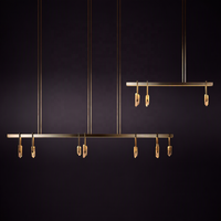 Luminaire suspendu linéaire moderne de style nordique, luminaire suspendu simple, salon, salle à manger, couleur bronze, luminaire suspendu à 3 têtes