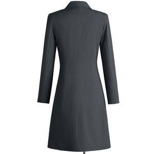 Apricot Suit Dress Women Natural Waist Notched Neck Pleated Anti-Wrinkle Career Daily Wear - Product Image 5