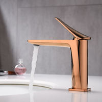 Grifo de Lavabo de Latón Moderno de Alta Calidad, Grifo de Cobre de un Solo Orificio para Lavabo, Grifo de Agua Fría y Caliente para Lavabo