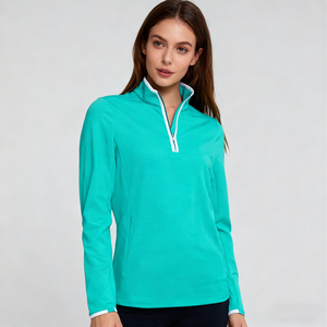 Abbigliamento Sportivo da Allenamento, Felpa Slim Fit a Maniche Lunghe per Corsa, Pullover <span class=keywords><strong>Senza</strong></span> <span class=keywords><strong>Cappuccio</strong></span> con Zip Corta per Donna - Product Image 1