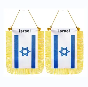 Высококачественные двухсторонние печатные маленькие автомобильные флажки в Израиле с присоской 4x6 дюймов