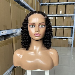 Peluca de Cabello Humano Virgen Brasileño con Encaje, Estilo Africano, <span class=keywords><strong>Trenzas</strong></span> <span class=keywords><strong>en</strong></span> Caja, Cabello Corto y Rizado, con Baby Hair, 300% de Densidad - Product Image 1