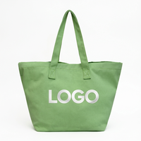 Sacs fourre-tout en toile de coton en gros, grands sacs de courses vierges réutilisables avec fermeture éclair, impression de logo personnalisé pour usage quotidien