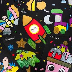 <b>Creative</b> Travel Toys Birthday <b>Gift</b> Girls Boys Arts & Crafts Supplies Mess Free Colorful Stickers Foil Art Kit for Kids - Product Image 6