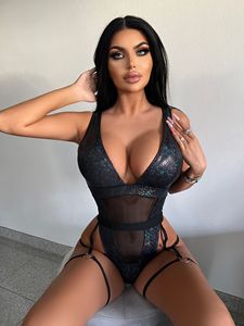Profondo scollo a V Sexy costume da bagno da spiaggia nuovo profondo V Sexy stretto costume intero da bagno con cuciture in rete Bronzing <span class=keywords><strong>Bikini</strong></span> da donna - Product Image 4