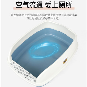 Hongyue <b>Cat</b> Litter <b>Box</b> Large Size Semi Enclosed Anti Splash With Scoop Blue Gray Pink Green Rectangle PP Material - Product Image 4