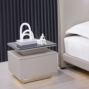 Кожаная кровать-облако с интегрированной LED-подсветкой, скрытым хранением, в итальянском стиле, для современной спальни, с обивкой - Product Image 3