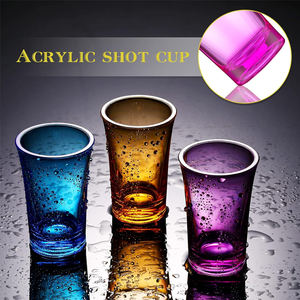 Taza de acrílico de fondo grueso irrompible reutilizable, vasos de chupito de vino de acrílico de plástico azul de grado alimenticio portátiles - Product Image 5