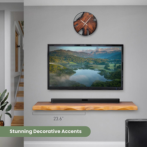 رف خشبي طبيعي من خشب الأكاسيا بحواف طبيعية، يثبت على الحائط، متين للاستخدام في الحمام والمطبخ وغرفة المعيشة - Product Image 3