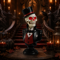 Figurine de squelette Grim Reaper lumineuse en résine de 10,04 po avec lanterne pour décoration d'Halloween - Vente en gros