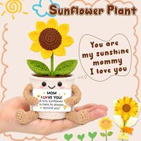 Tournesol en crochet fait main, fleur émotionnelle tricotée, décoration de bureau, cadeau d'encouragement pour femmes